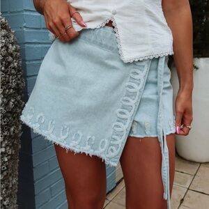 Light Blue Denim Skort